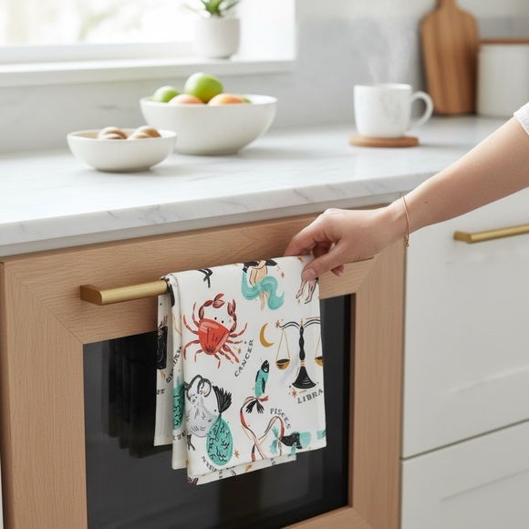 Anthropologie Zodiac Tea Towel | Astrology Kitchen Towel Hostess Gift NWT - Picture 5 of 5